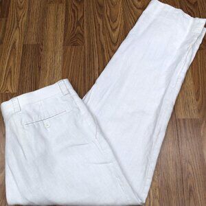 34x32 CALVIN KLEIN REGULAR FIT 100% LINEN PANTS WHITE Sz 34W x 32L